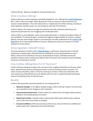 Cenforce 200 mg – Maximum Strength for Enhanced Performance