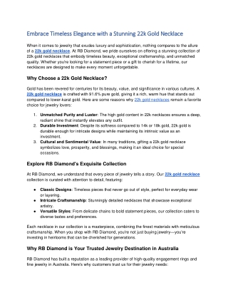 Embrace Timeless Elegance with a Stunning 22k Gold Necklace