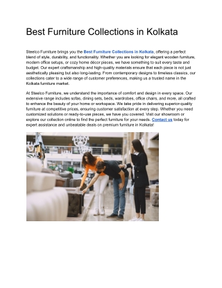 Best Furniture Collections in Kolkata