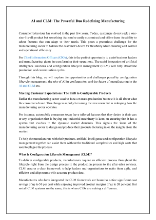 AI and CLM The Powerful Duo Redefining Manufacturing