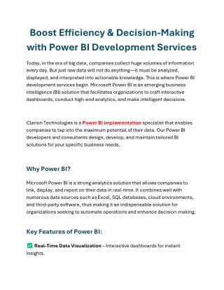 Boost Efficiency & Decision-Making with Power BI Development Services