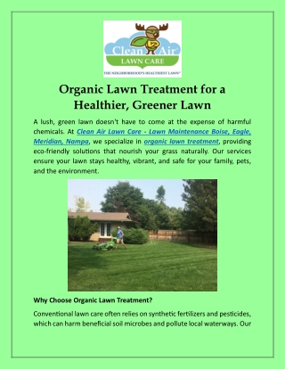 Organic Lawn Treatment for a Healthier Greener Lawn
