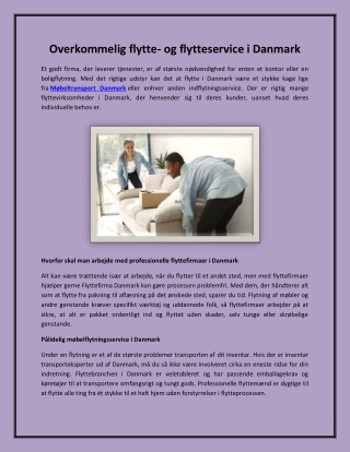 Overkommelig flytte- og flytteservice i Danmark