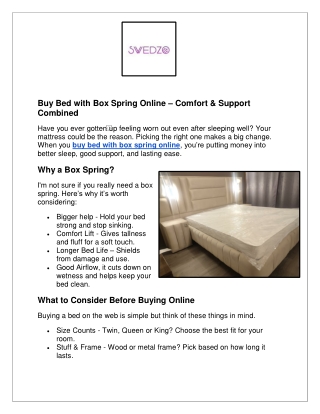 Buy Bed with Box Spring Online