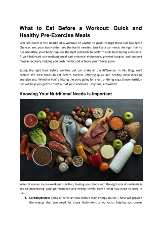What to Eat Before a Workout: Quick and Healthy Pre-Exercise Meals