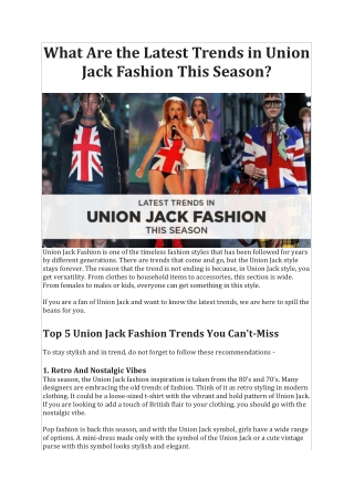 What Are the Latest Trends in Union Jack Fashion This Season