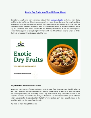 Exotic Dry Fruits You Should Know About