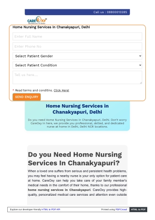 Home Nursing Services in Chanakyapuri | Expert In-Home Care