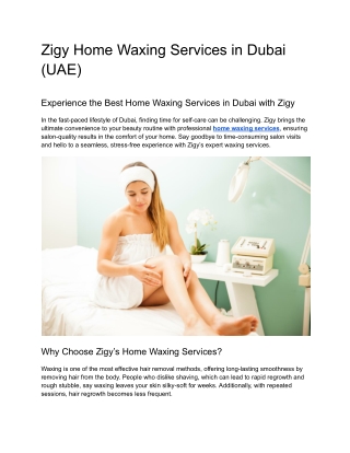 Zigy Home Waxing Services in Dubai (UAE)
