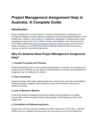 Project Management Assignment Help in Australia_ A Complete Guide