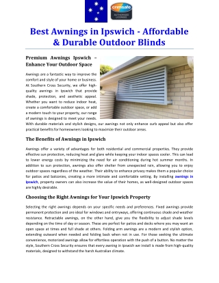 Best Awnings in Ipswich - Affordable & Durable Outdoor Blinds