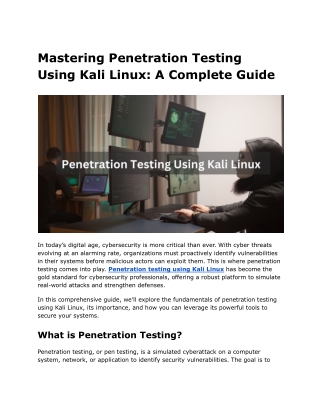 Mastering Penetration Testing Using Kali Linux_ A Complete Guide