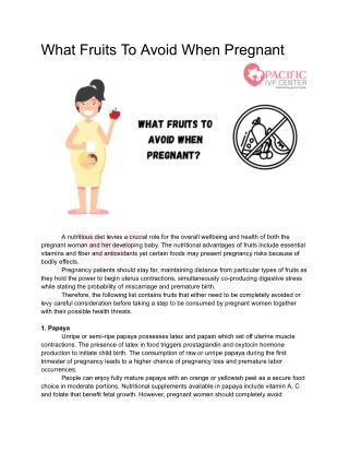 What Fruits To Avoid When Pregnant