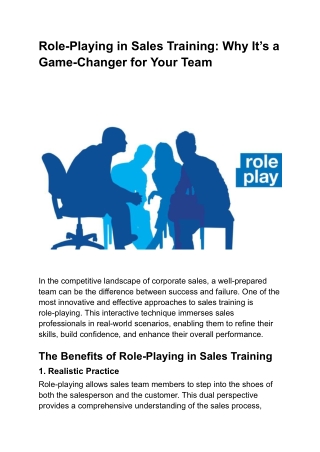 Role-Playing in Sales Training_ Why It’s a Game-Changer for Your Team