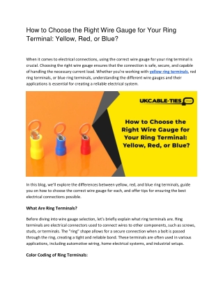 How to Choose the Right Wire Gauge for Your Ring Terminal_ Yellow, Red, or Blue
