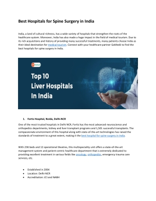 Best Hospitals for Spine Surgery in India | Top Spine Surgeons & Treatment Cente