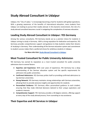 Study Abroad Consultant in Udaipur