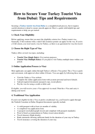 How to Secure Your Turkey Tourist Visa from Dubai