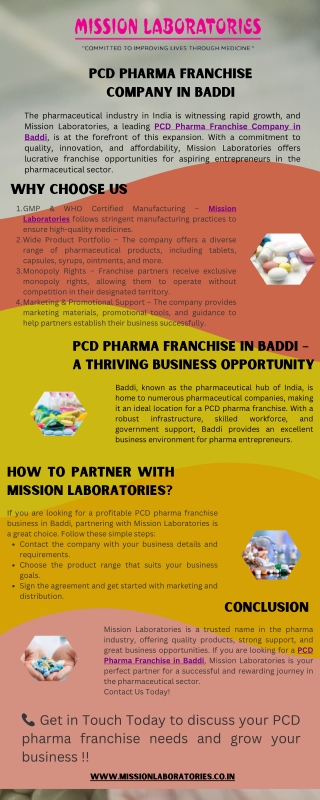 PCD Pharma Franchise Company in Baddi