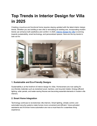 Top Trends in Interior Design for Villa in 2025