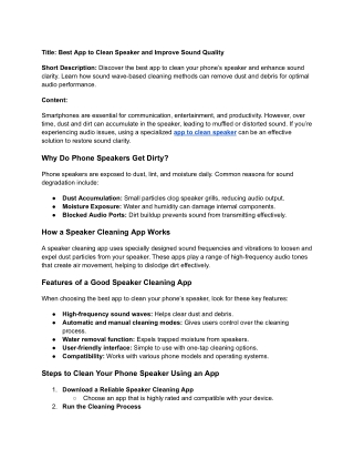Title_ Best App to Clean Speaker and Improve Sound Quality