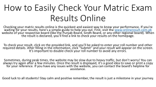 How to Easily Check Your Matric Exam Results Online?