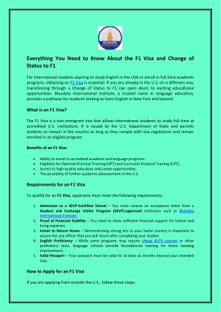 Everything You Need to Know About the F1 Visa and Change of Status to F1