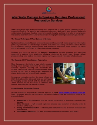 Why Water Damage in Spokane Requires Professional Restoration Services