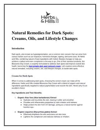 Natural Remedies for Dark Spots_ Creams, Oils, and Lifestyle Changes