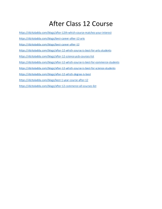 After Class 12 Course
