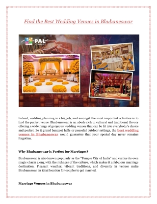 Find the Best Wedding Venues in Bhubaneswar