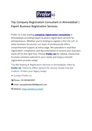 Top Company Registration Consultant in Ahmedabad