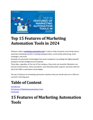Top 15 Features of Marketing Automation Tools in 2024