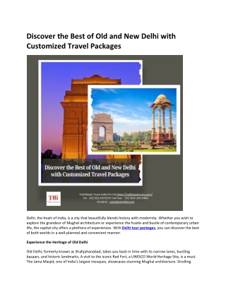 Discover the Best of Old and New Delhi with Customized Travel Packages