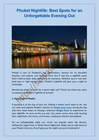 Phuket Nightlife- Best Spots for an Unforgettable Evening Out