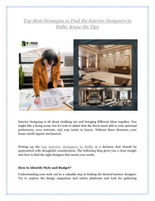 Top Most Strategies to Find the Interior Designers in Delhi: Know the Tips