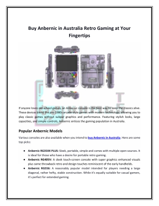 Buy Anbernic in Australia Retro Gaming at Your Fingertips