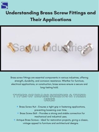Top Applications and Benefits of Brass Screw Fittings