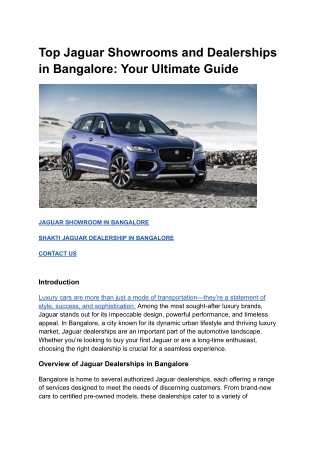 Top Jaguar Showrooms and Dealerships in Bangalore_ Your Ultimate Guide