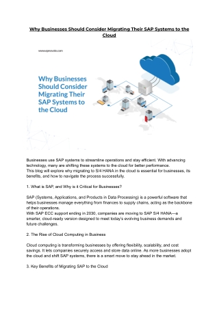 Why Businesses Should Consider Migrating Their SAP Systems to the Cloud
