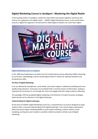 Digital Marketing Course in Janakpuri
