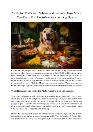 Meals for Mutts with Salmon and Sardines How Much Can These Fish Contribute to Your Dog Health