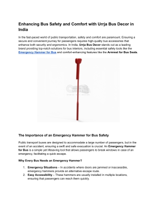 Your Go-To Bus Parts Suppliers for Dependable Components