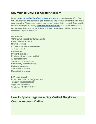 Buy Verified Onlyfans Creator Accountfor Buy In 2025