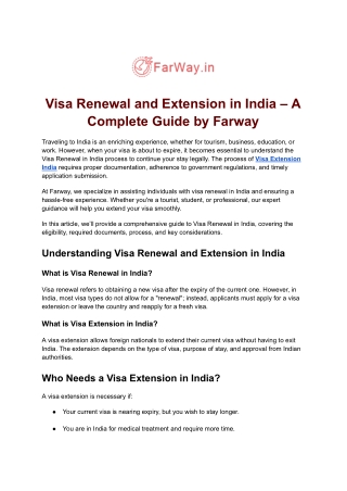 Stay Visa Extension India