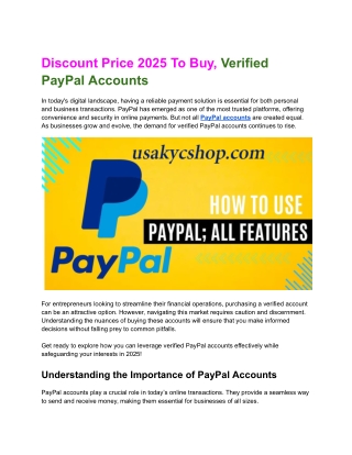 Discount Price 2025 To Buy, Verified PayPal Accounts