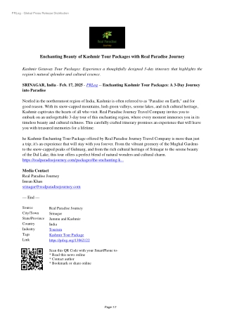 enchanting-beauty-of-kashmir-tour-packages-with-real-paradise-journey press release on 17 feb