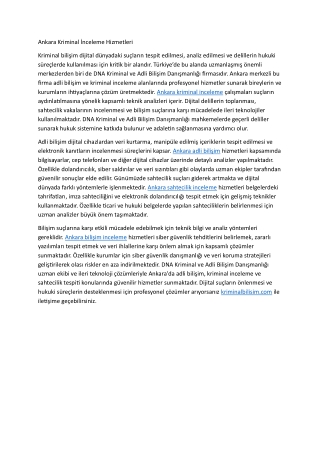 Ankara Kriminal Inceleme Hizmetleri