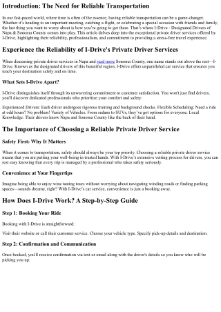 Experience the Reliability of I-Drive's Private Driver Services