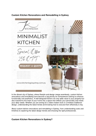 Custom Kitchen Renovations and Remodeling in Sydney